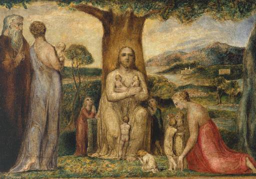 Jesus and Children/Disciples, by William Blake - Visionary Painter that was a Realized Soul