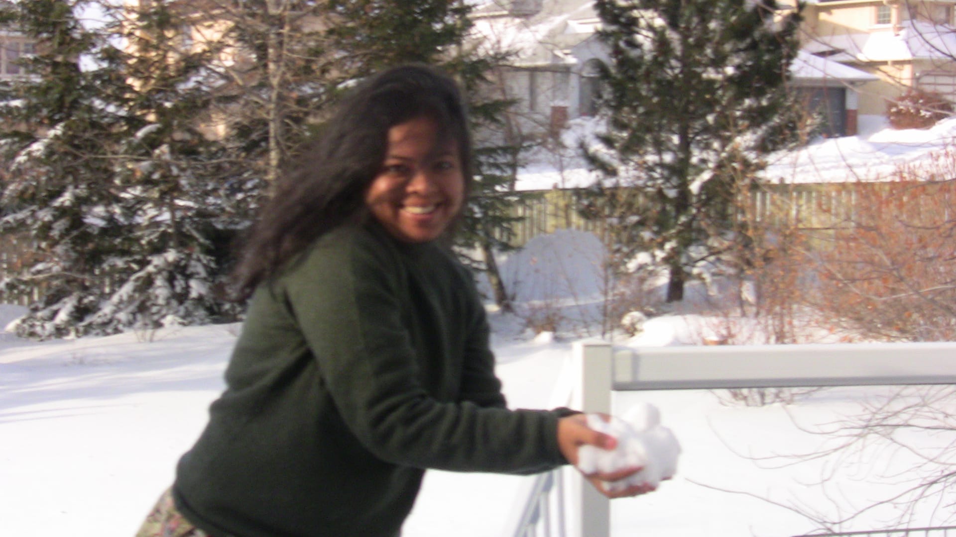 Anandita brought the First Snow to Calgary - and Smiling..