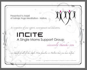 Read more about the article Recognition for Halton Sahaja Yoga from Single Moms Organization