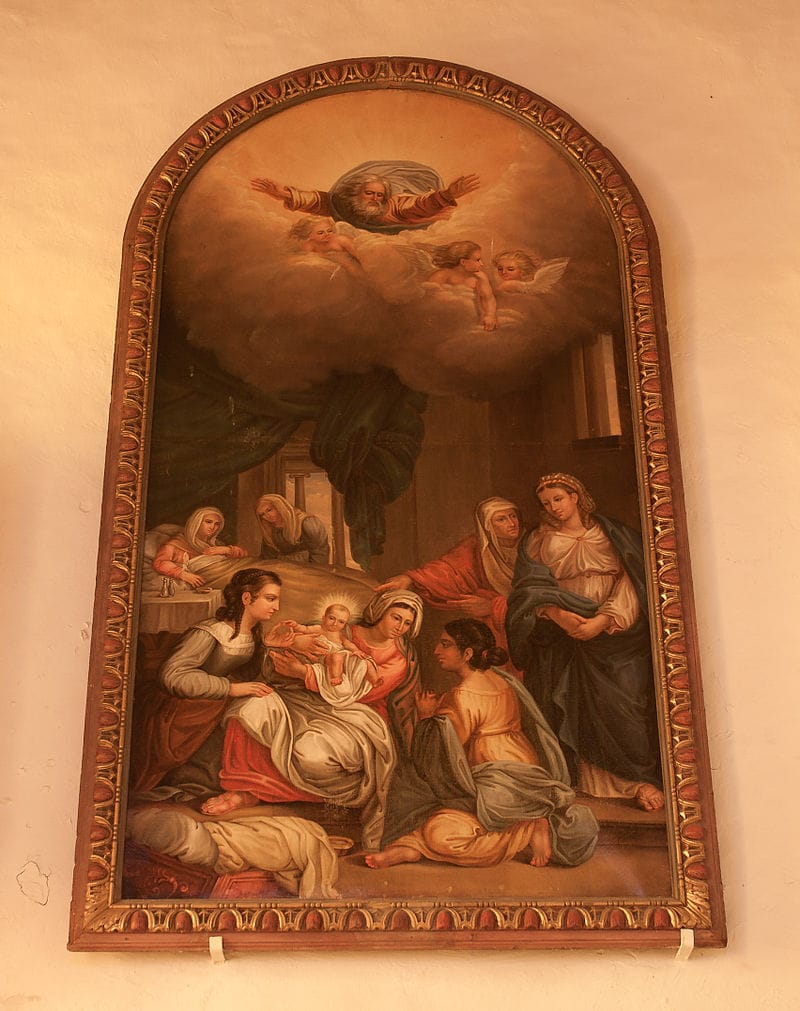 Auderville_Parish_Church_Saint_Gilles_Nave_Painting_Nativity_of_Mary_2010_08_30