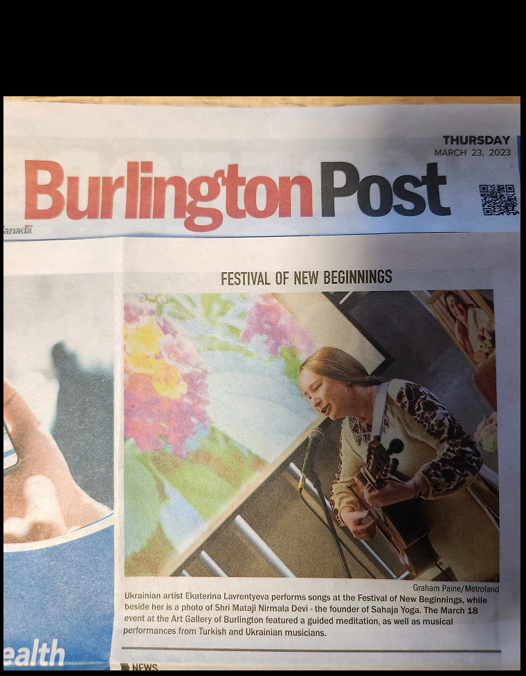 Read more about the article Surprise! The Burlington Post Newspaper wrote about The Festival of New Beginnings Community Event offered by Sahaja Yoga Meditation Network on March 18, 2023